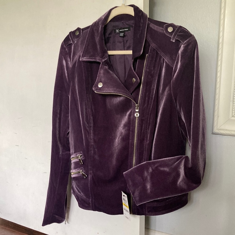 New I.N.C. Velvet Motorcycle Jacket, Created for Macy's. Medium